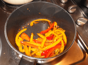 Sautéd peppers and garlic