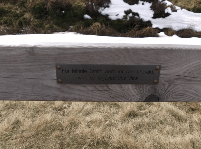 "For Minnie Smith and her son Donald, who so enjoyed this view."